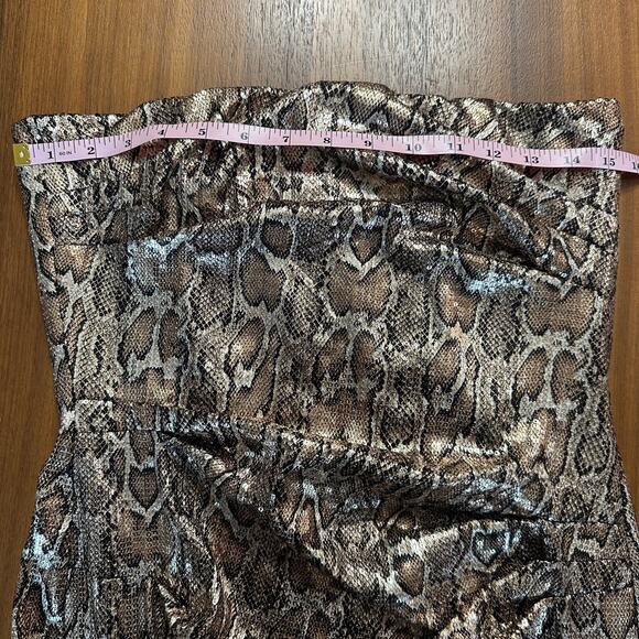 Revolve Nookie Blind Date Midi Dress in Bronze, Strapless Ruched, Size Large - Picture 6 of 12